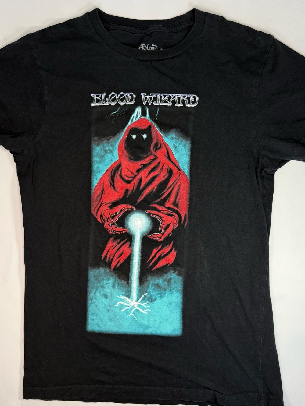 Graphic Tee - Black with Red & Aqua Print
